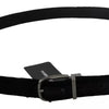 Dolce & Gabbana Black Velvet Silver Tone Metal Buckle Men Belt