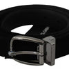 Dolce & Gabbana Black Velvet Silver Tone Metal Buckle Men Belt