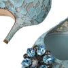 Dolce & Gabbana Blue Taormina Lace Crystal Heel Pumps Shoes