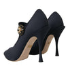 Dolce & Gabbana Black Mary Jane Jersey Crystal Pumps Shoes