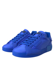 Dolce & Gabbana Blue Leather Fabric Low Top Sneakers Shoes