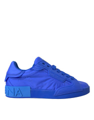 Dolce & Gabbana Blue Leather Fabric Low Top Sneakers Shoes