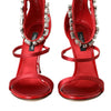 Dolce & Gabbana Red Keira Satin Crystals Sandals Heels Shoes