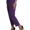 BENCIVENGA Purple Cotton MidWaist Straight Cropped Pants