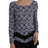 Just Cavalli Blue Floral Lace Long Sleeves Top Underwear Blouse