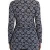 Just Cavalli Blue Floral Lace Long Sleeves Top Underwear Blouse