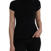 Costume National Black Turtleneck Viscose Short Sleeve Top