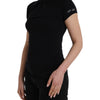 Costume National Black Turtleneck Viscose Short Sleeve Top