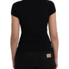 Costume National Black Turtleneck Viscose Short Sleeve Top