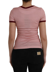 Dolce & Gabbana Pink Cotton Short Sleeves Crew Neck T-shirt