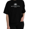 Balenciaga Black Cotton Logo Crew Neck Short Sleeves T-shirt