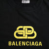 Balenciaga Black Cotton Logo Print Crew Neck Short Sleeves T-shirt