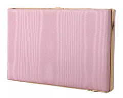 Pink Silk Gold Frame Clutch Evening Party Purse Bag