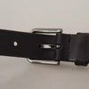 Dolce & Gabbana Black Calf Leather Classic Metal Logo Buckle Belt