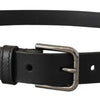 Dolce & Gabbana Black Calf Leather Classic Metal Logo Buckle Belt