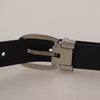 Dolce & Gabbana Black Classic Leather Chrome Metal Buckle Belt