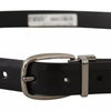 Dolce & Gabbana Black Classic Leather Chrome Metal Buckle Belt