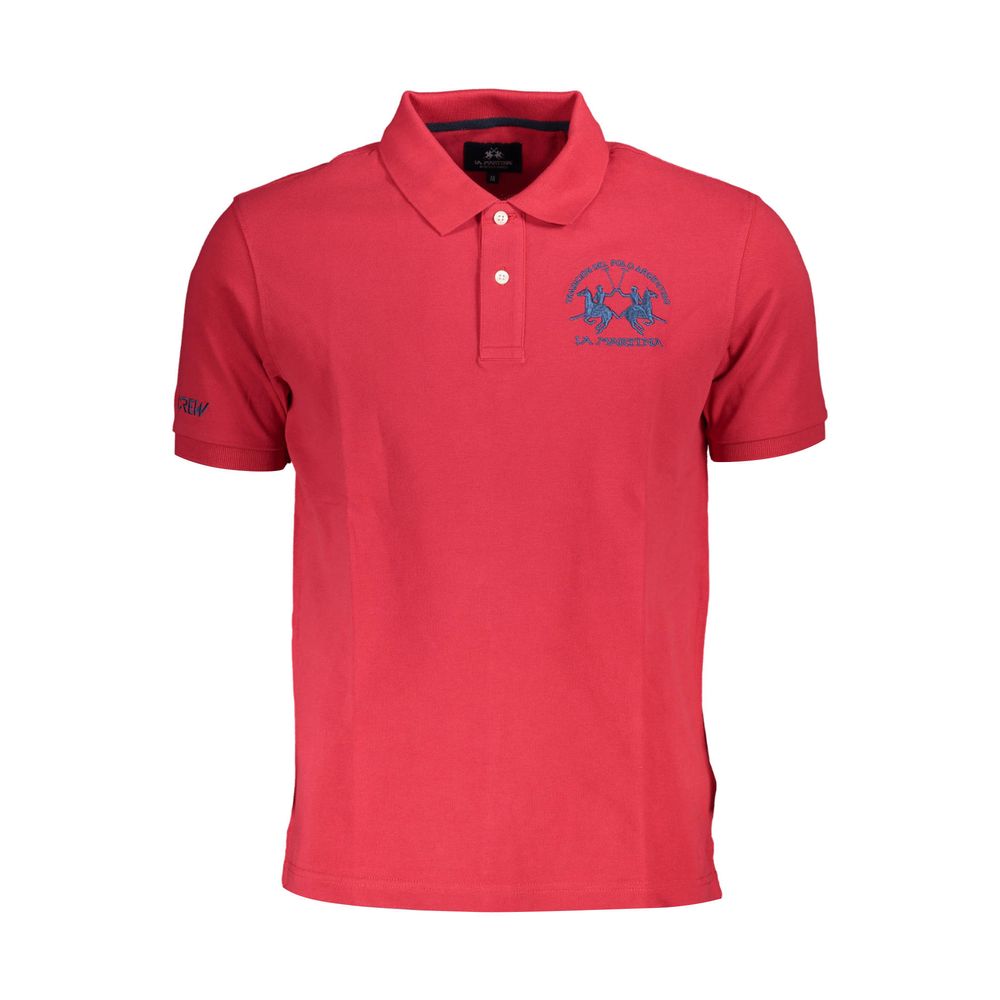 La Martina Red Cotton Men Polo Shirt