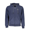 La Martina Elegant Blue Hooded Sweatshirt with Zip Detail