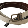 Dolce & Gabbana Cream Beige Gold Buckle Waist Leather Belt