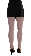 Elegant Pink Mid-Waist Stretch Pants