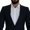 Dolce & Gabbana Blue Wool Single Breasted Coat Men Blazer