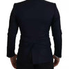 Dolce & Gabbana Blue Wool Single Breasted Coat Men Blazer