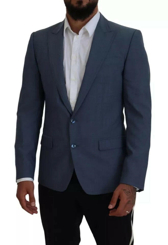 Dolce & Gabbana Blue Wool Stretch Slim Fit Jacket Blazer