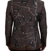 Dolce & Gabbana Bronze Monkey Print Silk Slim Jacket Blazer