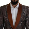 Dolce & Gabbana Bronze Monkey Print Silk Slim Jacket Blazer