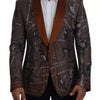 Dolce & Gabbana Bronze Monkey Print Silk Slim Jacket Blazer