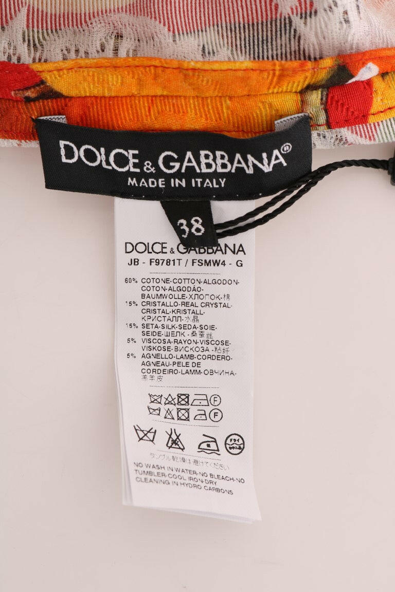 Dolce & Gabbana Embellished Crepe Blouse with Blossom Print