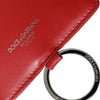 Dolce & Gabbana Red Calfskin Leather Lanyard Logo Card Holder Wallet