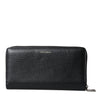 Dolce & Gabbana Black Leather Logo Patch Zip Around Continental Wallet