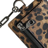 Dolce & Gabbana Brown Leather Leopard Print Logo Plaque Cardholder Wallet