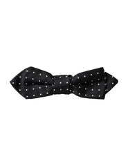 Black Silk Polka Dot Adjustable Neck Men Papillon Bow Tie