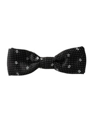 Black Silk Floral Adjustable Neck Men Papillon Bow Tie