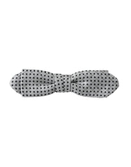 Gray Silk Polka Dot Adjustable Neck Men Papillon Bow Tie