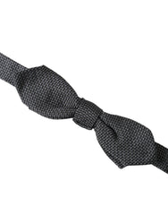 Gray Silk Weaved Adjustable Neck Men Papillon Bow Tie