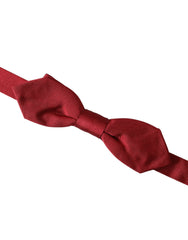 Red Silk Jacquard Adjustable Neck Men Bow Tie