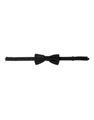 Black Silk Floral Adjustable Neck Men Bow Tie