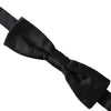 Dolce & Gabbana Black Silk Patterned Adjustable Neck Men Bow Tie