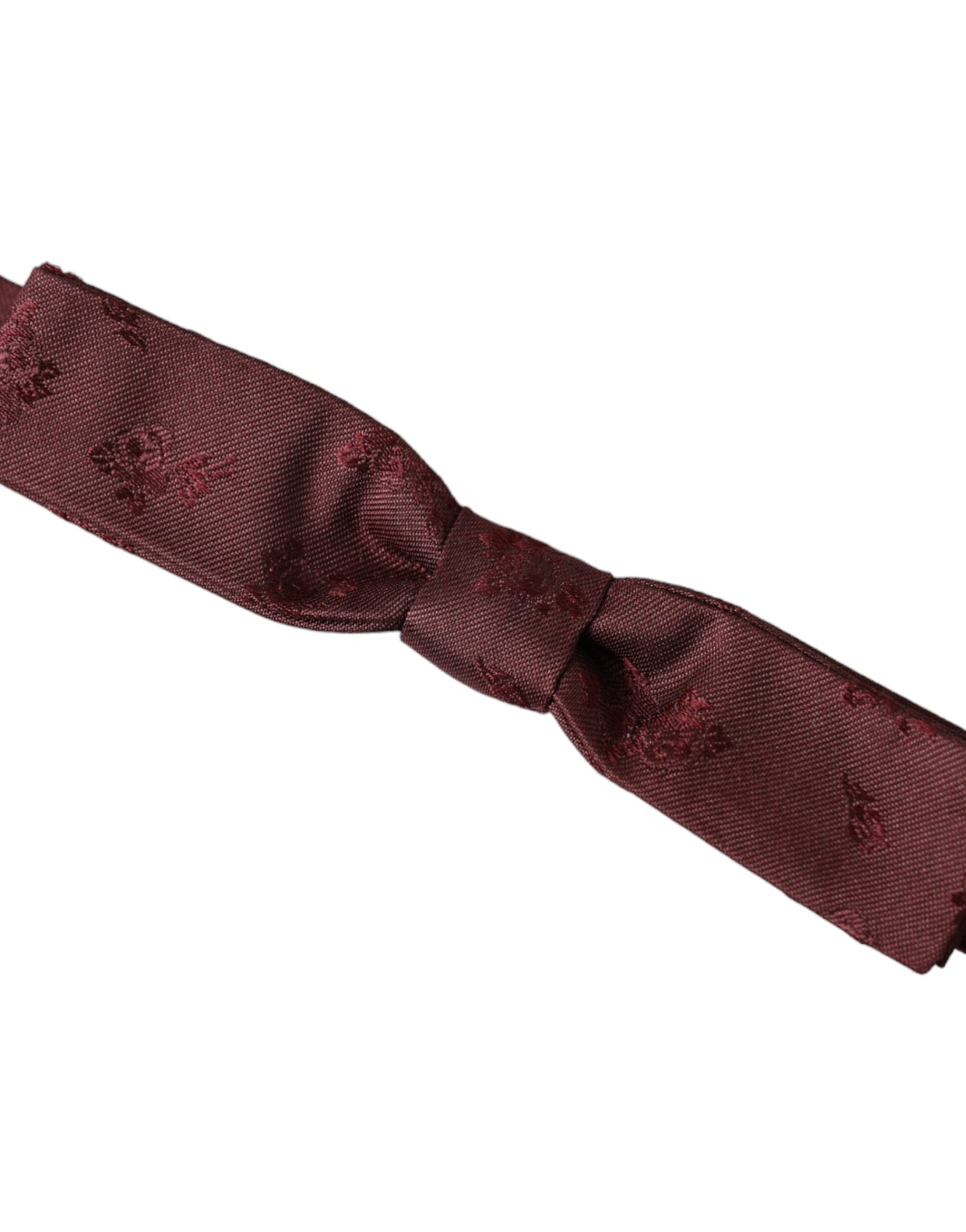 Dolce & Gabbana Maroon Floral Silk Adjustable Neck Men Bow Tie