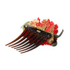 Dolce & Gabbana Red Silk Floral Gold Brass Women Hair Comb