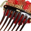 Dolce & Gabbana Red Silk Floral Gold Brass Women Hair Comb