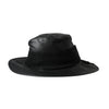 Dolce & Gabbana Black Leather DG Coin Crystal Wide Brim Hat