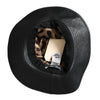 Dolce & Gabbana Black Leather DG Coin Crystal Wide Brim Hat