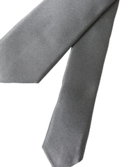 Silver Solid Satin Silk Adjustable Men Tie