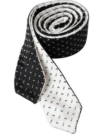 Dolce & Gabbana Black White Patterned Adjustable Tie