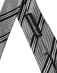 Black White Stripes Silk Adjustable Tie